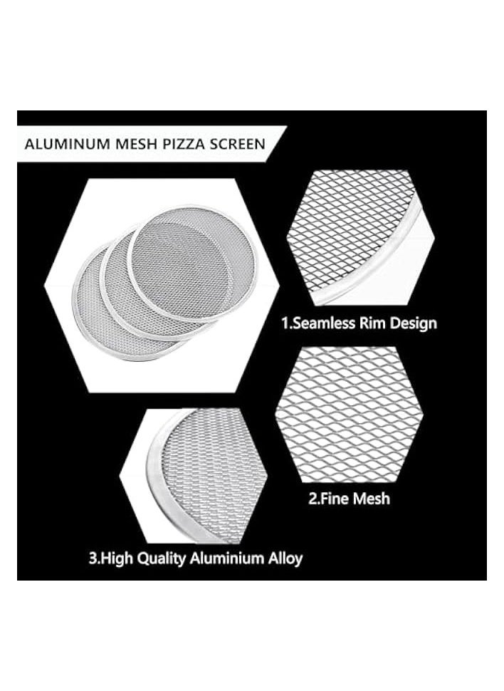 2 Pcs 12 Inch Pizza Screen, Restaurant-Grade Aluminum Alloy Pizza Baking Screen, Seamless Round Pizza Screen Non Stick Mesh Net Baking Tray Cookware Kitchen Tool For Oven