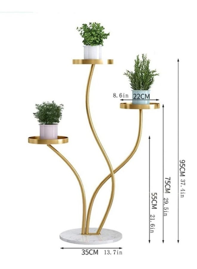 Iron Curved Plant Stand Simple Indoor Floor-standing Flower Stand Suitable For Bedroom Balcony Home Plant Shelf Decoration (Gold)