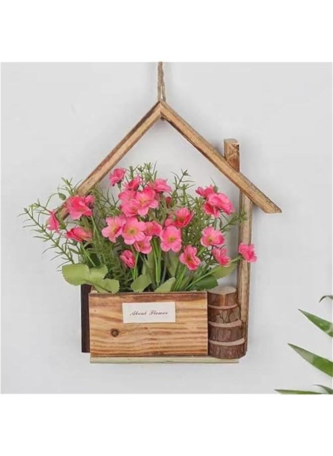 Wall Flower Pot, Creative Hangable Planter, House Shaped Wall Planter, Wooden Planter Vase, Modern Farmhouse Wood Wall Decor, Wall Mounted Flower Pot for Living Room Bedroom, LJ39BF5VFJORR7WE