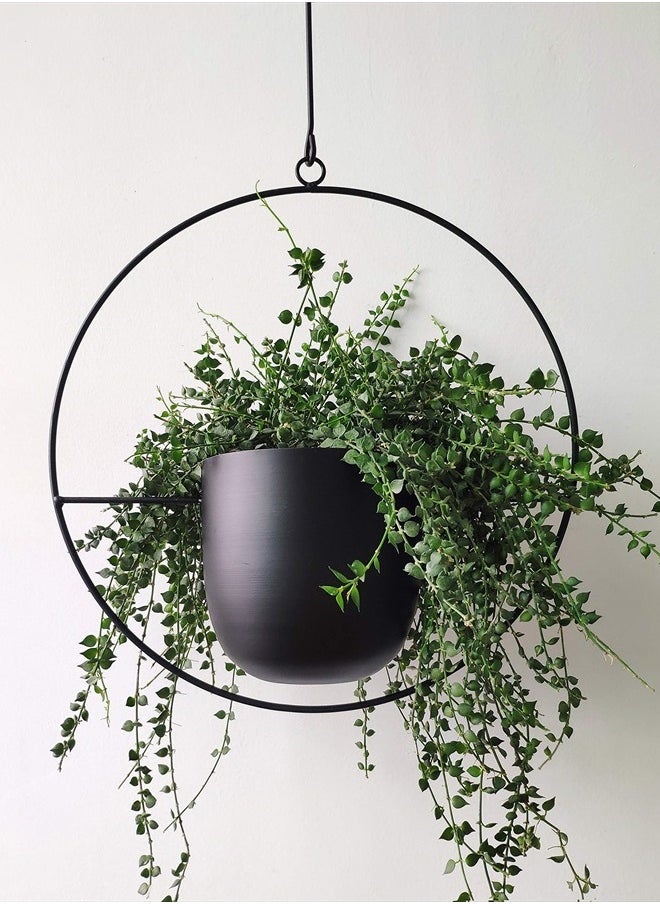 Boho Black Metal Plant Hanger,Metal Wall and Ceiling Hanging Planter, Modern Planter, Mid Century Flower Pot Plant Holder, Minimalist Planter for Indoor Outdoor Home Decor