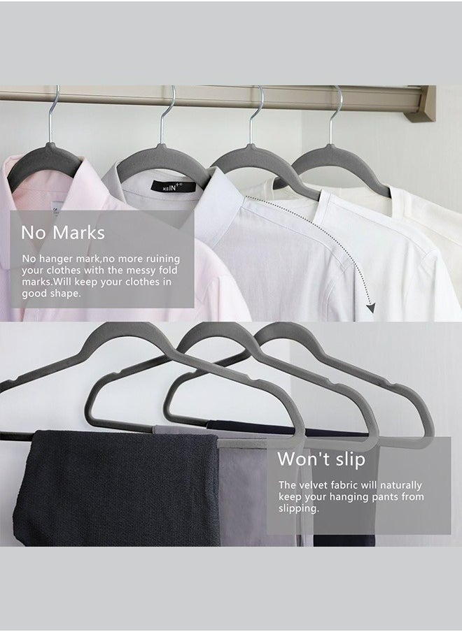 100-Piece Non-Slip Velvet Cloth Hanger Set Grey