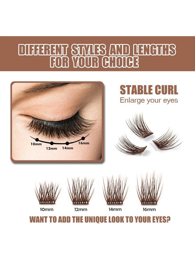 Diy Eyelash Extension, 3D Effect Individual Melt Flare Lash Cluster Natural Lashes Set, Home Eyelash Extension, Lashes Pack (16Mm-Amber)