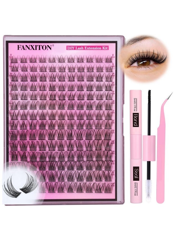 Diy Lash Extension Kit Natural Look Wispy Lash Clusters D Curl 154 Pcs Lashes Clusters 8-16 Mm Eyelash Extension Kit Lash Bond And Seal Lash Tweezers Individual Lashes Lash Cluster Kit For Beginners