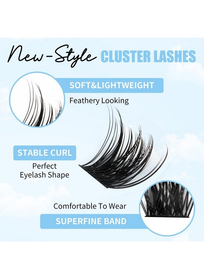 Lashes Gemerry Lash Clusters Fluffy Individual Lashes Two Styles Eyelash Clusters Wide Stem Soft Wispy Eyelash Extension Clusters Diy At Home(Forest/Ocean-0.07-D-8-16Mix)