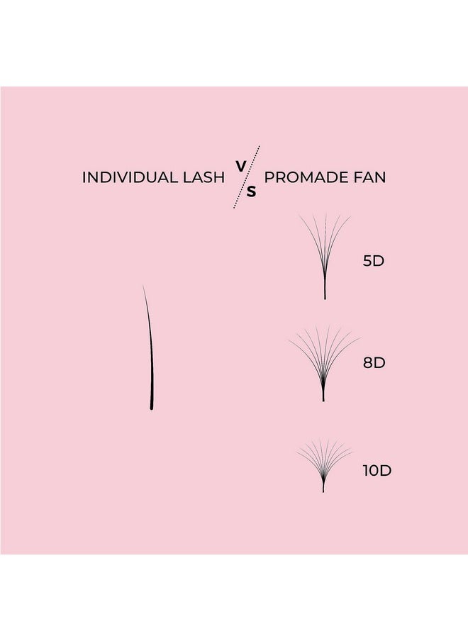 Promade Fans | Handmade Volume Eyelashes | Multi Selections From 3D To 16D | C Cc D Dd L M Curl | Thickness 0.03 ~ 0.1 Mm | 8 - 20Mm Length | Long Lasting | Easy Application (10D-0.03 D 10 Mm)