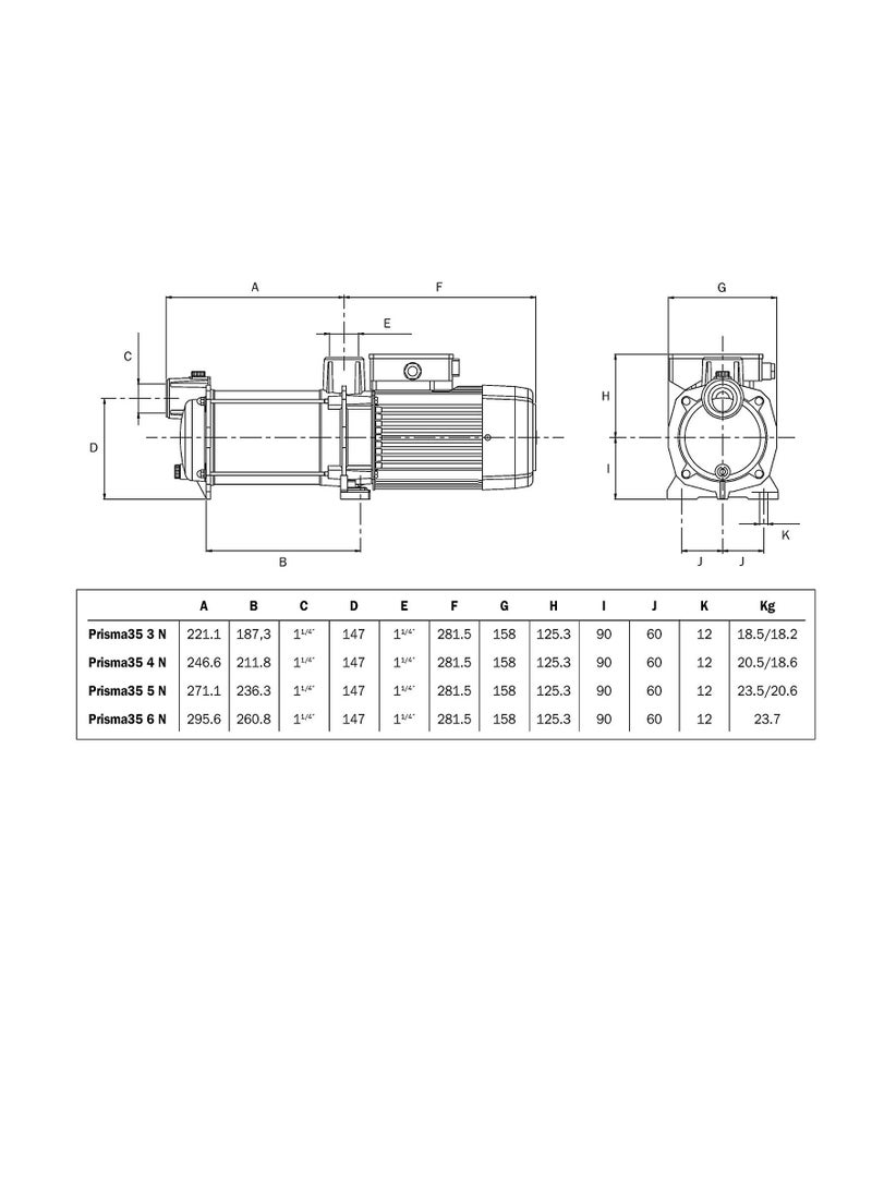 Water Pump 1.5 Kw 1.25HP - Espa Prisma 35-3MN - Made in Spain