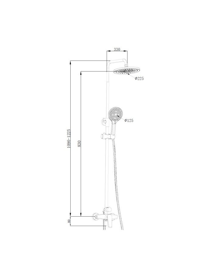 Milano Dulce Rain Shower Column Complete Set Chrome Handheld Shower And Slide Rain Shower With Single Handle Faucet - Made In China