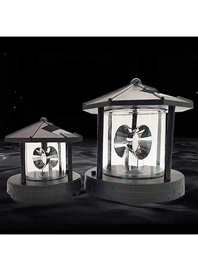 Solar Lighthouse, LED Solar Powered Lighthouse with Rotating Beacon Lamp, Outdoor Waterproof Solar Hanging Lamp Lawn Ornament for Courtyard Patio Fence Garden Decor