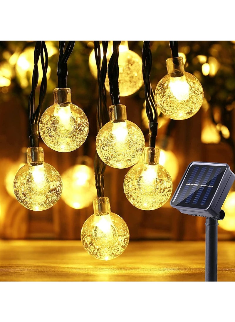 Solar String Lights Outdoor Warm White Crystal Ball Fairy Lights Waterproof 50 LED 9.5M