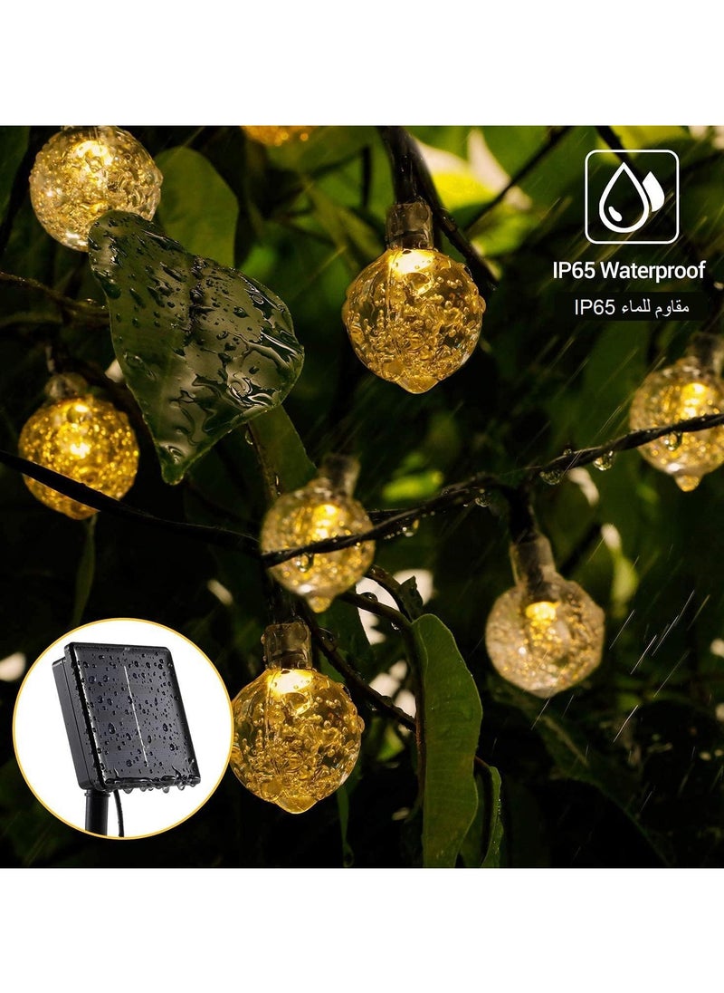 Solar String Lights Outdoor Warm White Crystal Ball Fairy Lights Waterproof 50 LED 9.5M