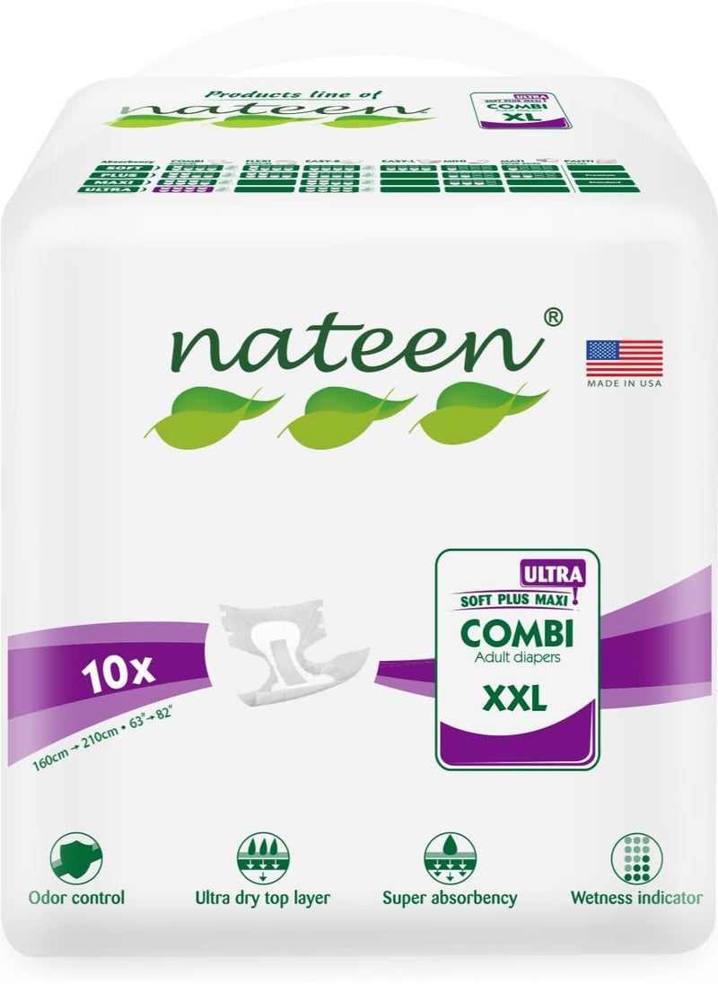 Extra Ultra Incontinence Adult Diaper, XXL,Waist Size 160-210cm,10 Count Adult Diapers,Disposable Underwear for Men&Women,Briefs with Maximum Absorbency, Leak Protection-6000ml Absorbency.