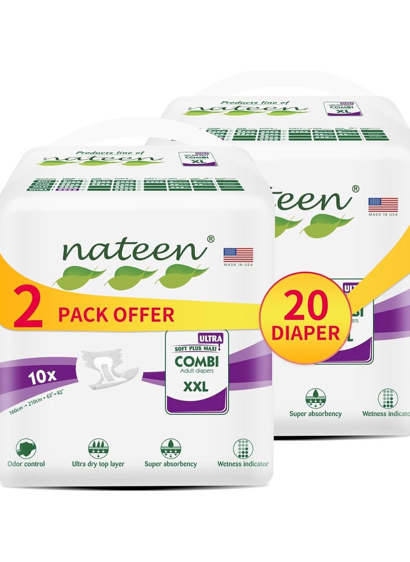 Extra Ultra Incontinence Adult Diaper, XXL,Waist Size 160-210cm,20 Count Adult Diapers,Disposable Underwear for Men&Women,Briefs with Maximum Absorbency, Leak Protection-6000ml Absorbency.