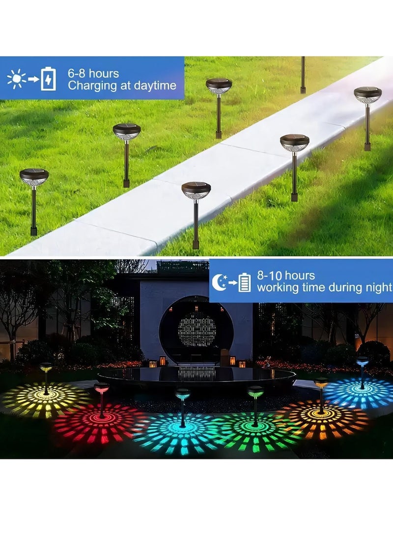Solar Pathway Lights Outdoor Waterproof 6 Pack Solar Lights With 2 Lighting Modes Bright Outdoor Outdoor Solar Lights For Outside Yard Pathways Landscapes(Multicolor And Warm White)