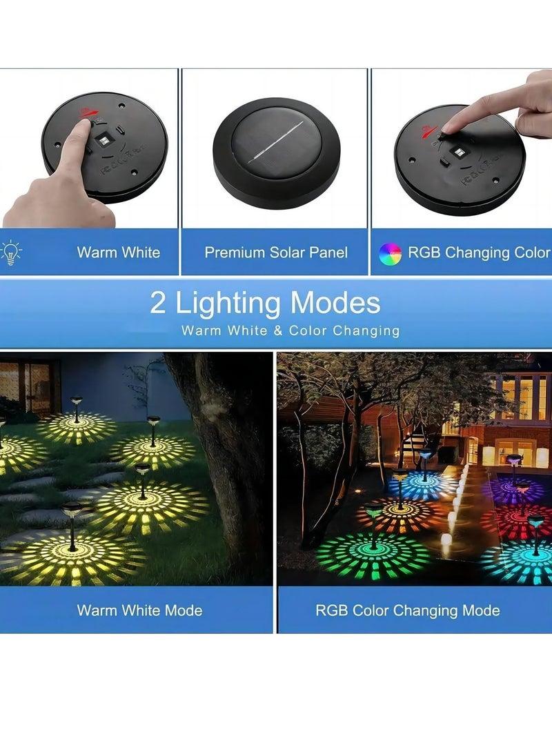 Solar Pathway Lights Outdoor Waterproof 6 Pack Solar Lights With 2 Lighting Modes Bright Outdoor Outdoor Solar Lights For Outside Yard Pathways Landscapes(Multicolor And Warm White)