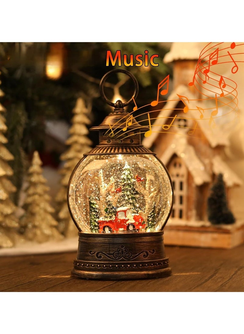 Red Truck Snow Globes, Light Up Musical Snow Globes, Decorations, 6 Hours Timer, USB/Battery Operated, Red Truck for Home Decor.