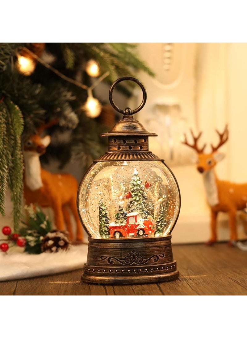 Red Truck Snow Globes, Light Up Musical Snow Globes, Decorations, 6 Hours Timer, USB/Battery Operated, Red Truck for Home Decor.