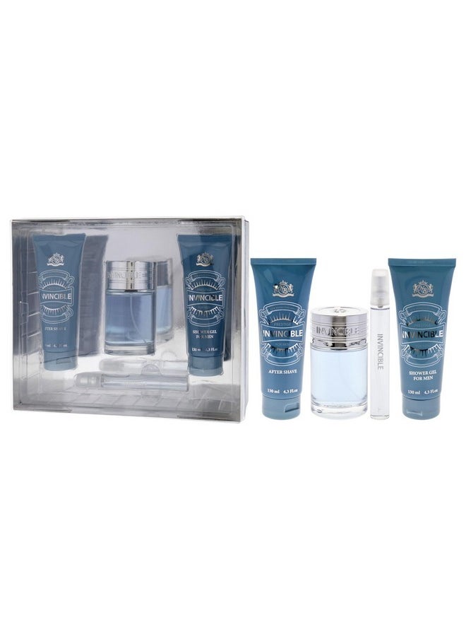 Invincible By New Brand For Men - 4 Pc Gift Set 3.3Oz Edt Spray, 0.5Oz Edt Spray, 4.3Oz After Shave, 4.3Oz Shower Gel