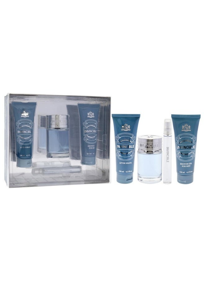 Invincible By New Brand For Men - 4 Pc Gift Set 3.3Oz Edt Spray, 0.5Oz Edt Spray, 4.3Oz After Shave, 4.3Oz Shower Gel