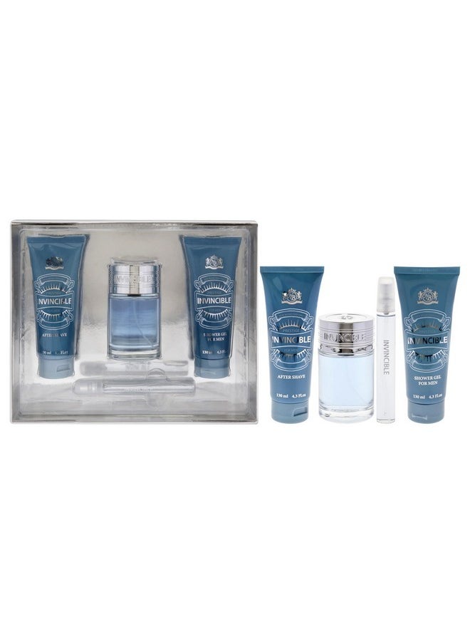 Invincible By New Brand For Men - 4 Pc Gift Set 3.3Oz Edt Spray, 0.5Oz Edt Spray, 4.3Oz After Shave, 4.3Oz Shower Gel