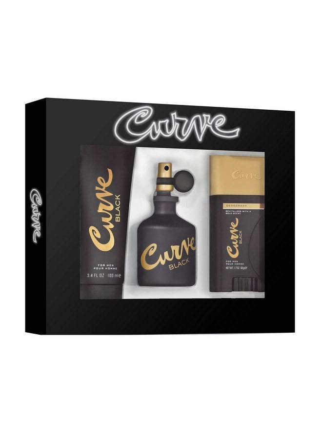 Curve Black Men'S Cologne 4 Piece Gift Set, 2.5 Fl. Oz. Eau De Cologne, 4 Count