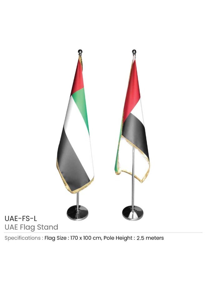 UAE Flag with Metal Pole (100% Fabric) - Set of 1