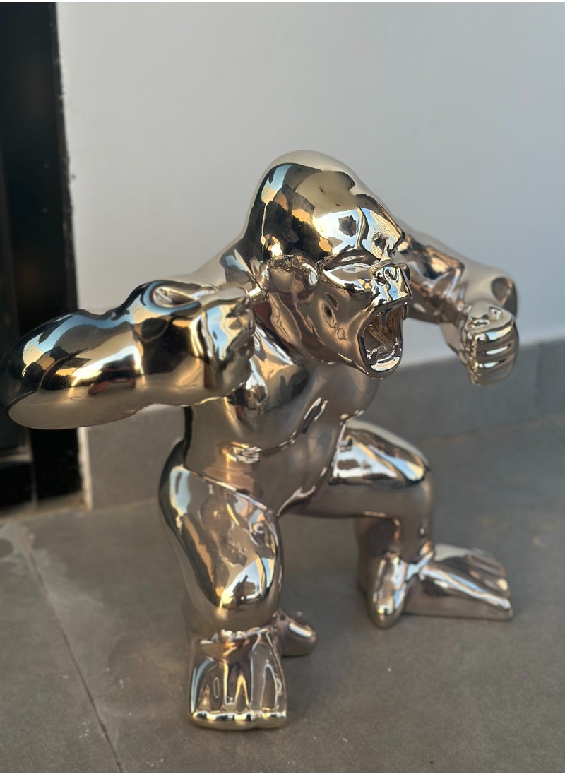 Gorilla Statue Chrome 40cm