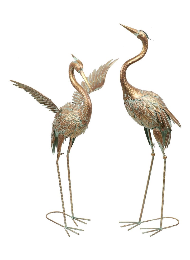 Large Garden Ornaments Outdoor - Metal Heron Statues for Lawn, Pond & Yard Decoration