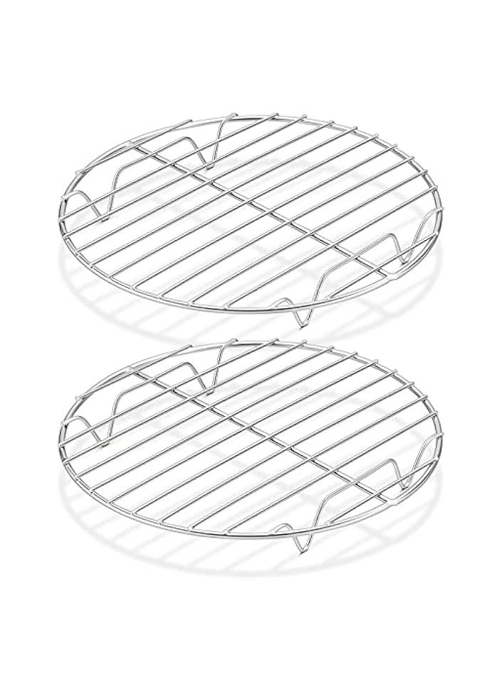 Cooling Rack Set of 2, Stainless Steel Round Wire Oven Racks for Cooling Baking Cooking Steaming, Rustproof & Smooth Edge, Oven & Dishwasher Safe