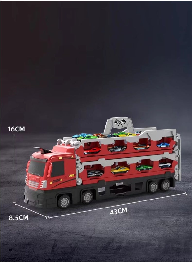 Folding Ejection Race Truck,Transport Container Trucks,16 Alloy Cars,207 CM,Gifts For Children 3+ Years