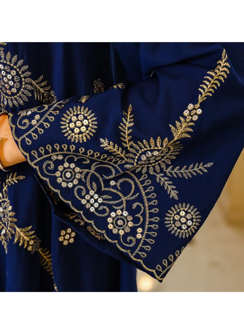 Abaya Embroidered Robe Evening Dress. Blue.