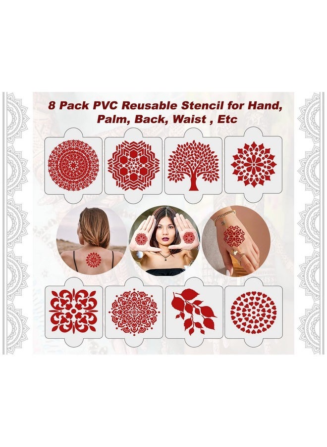 Set Of 20 Pcs Combo Pack, Reusable Mehandi Design Sticker Stencils For Both Hand | Mehendi Stencil Sets Combo | Quick And Easy To Use, For Girls, Women, Kids & Teen, D-2264