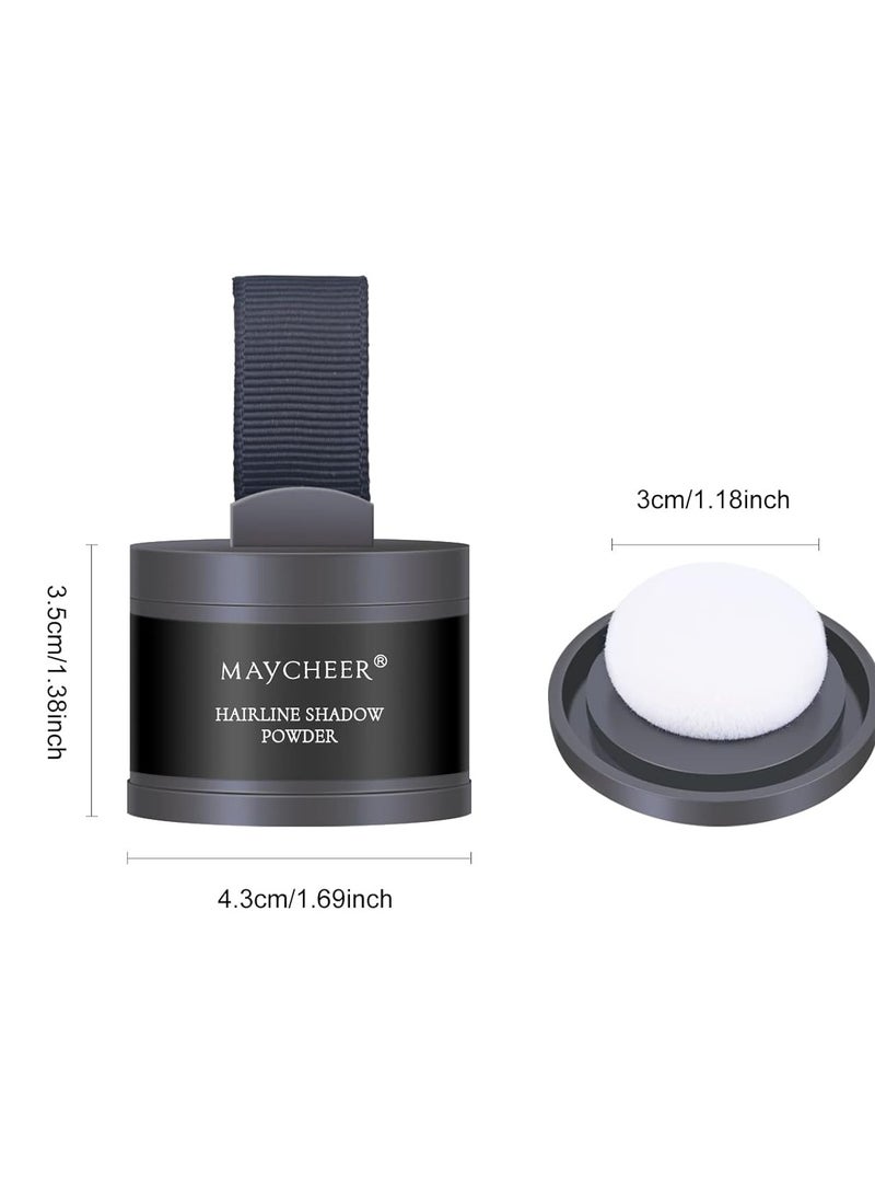 2Pcs Root Touch Up Hair Powder, Hairline Shadow Powder for Thinning Hair and Gray Coverage #05 Black