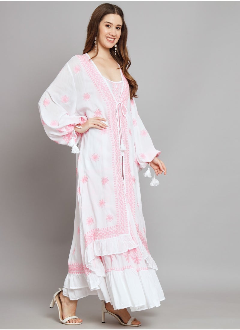 Hand Embroidered Chikankari Modal Kaftan-AL3605