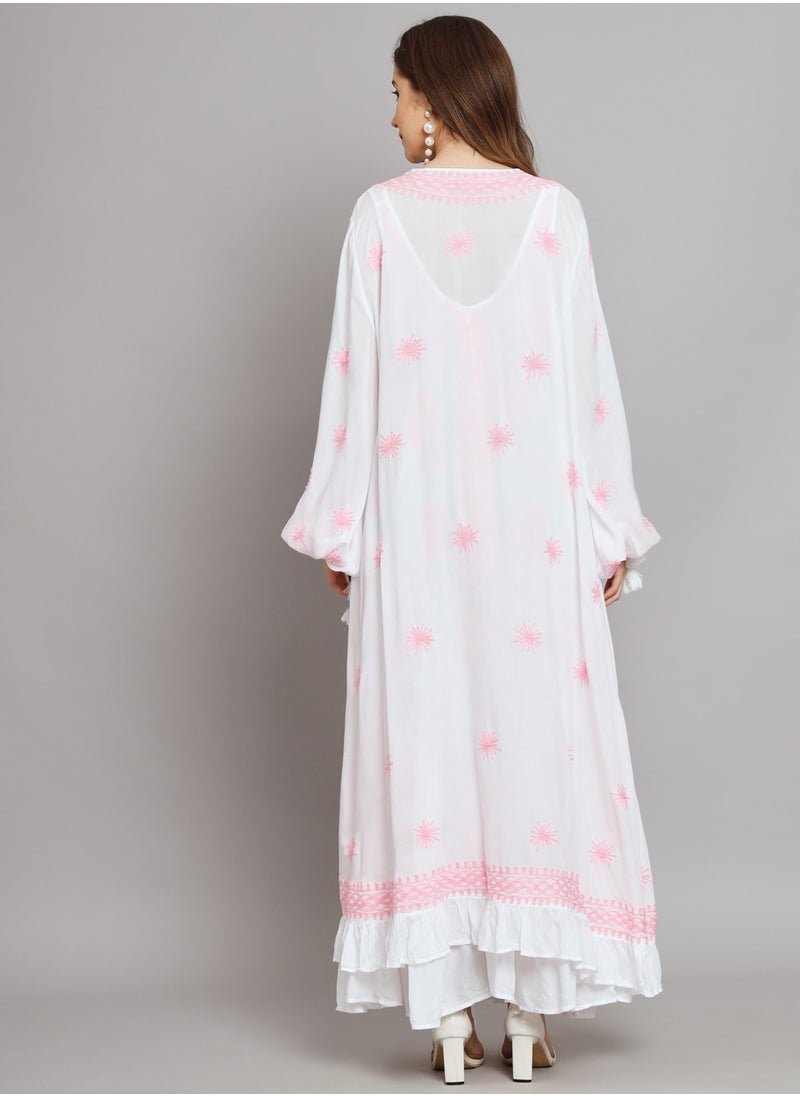 Hand Embroidered Chikankari Modal Kaftan-AL3605