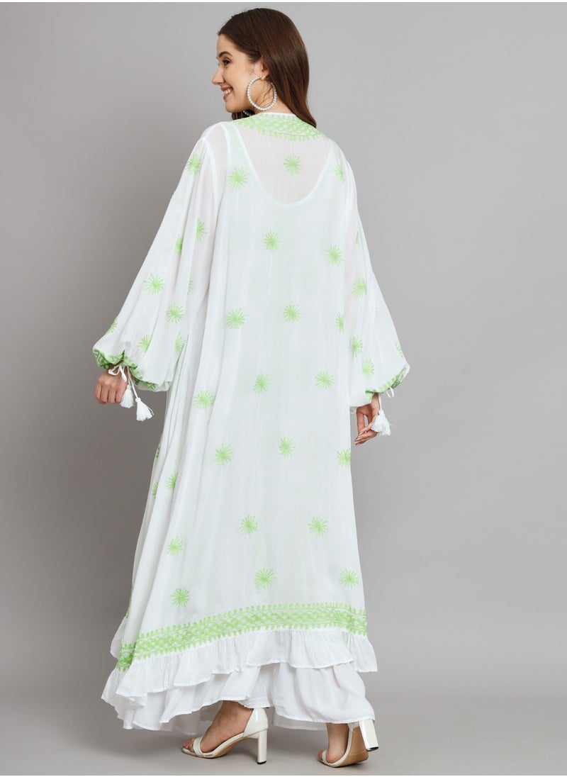 Hand Embroidered Chikankari Modal Kaftan-AL3605