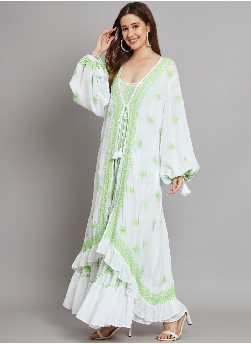 Hand Embroidered Chikankari Modal Kaftan-AL3605