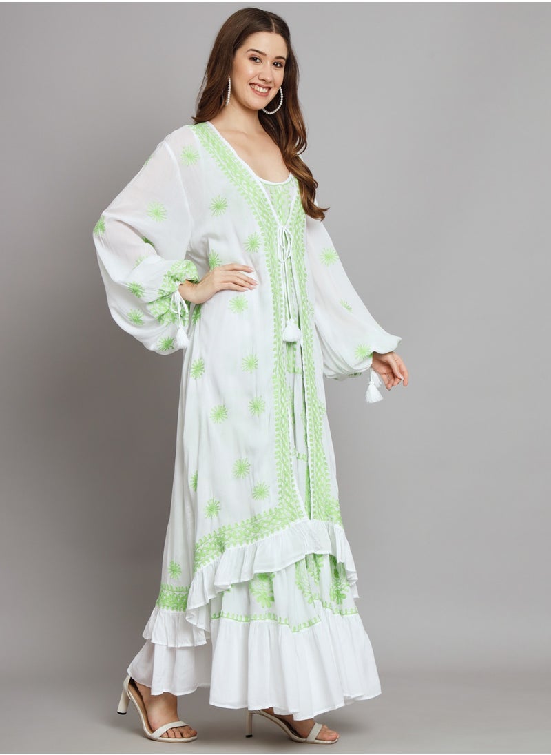 Hand Embroidered Chikankari Modal Kaftan-AL3605