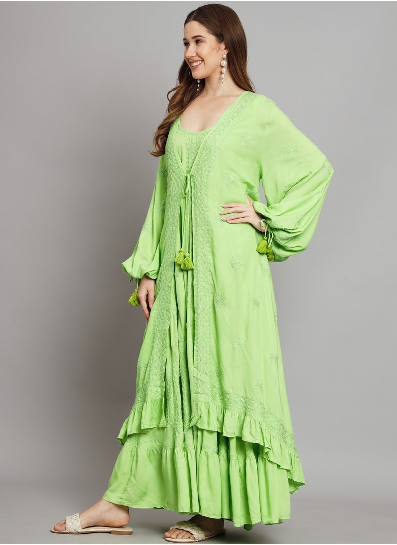 Hand Embroidered Chikankari Modal Kaftan-AL3605