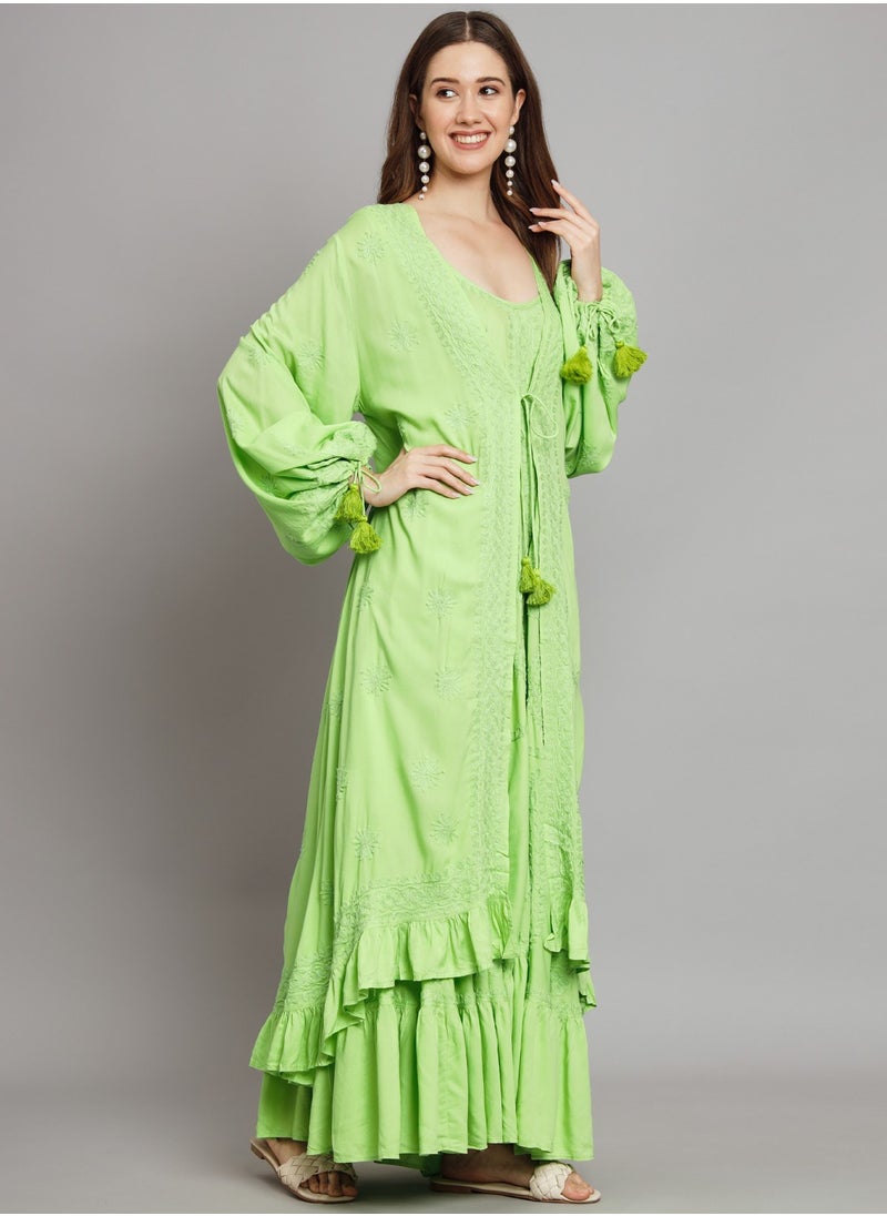 Hand Embroidered Chikankari Modal Kaftan-AL3605