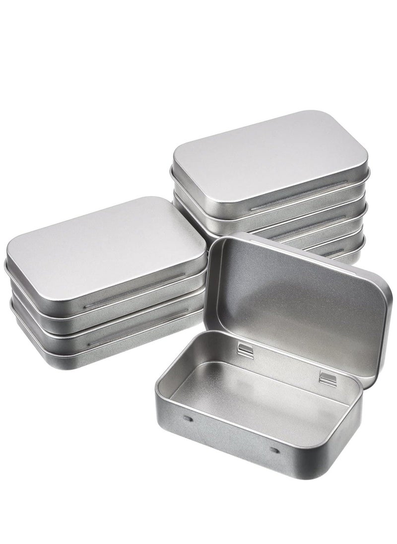 6 Pack Metal Tins Container Rectangular 3.75 x 2.45 x 0.8 Inch Mini Tin Box Small Storage Kit Containers Portable Hinged Tins Box for Storage Earphone Charging Cables Cards Home Organizer