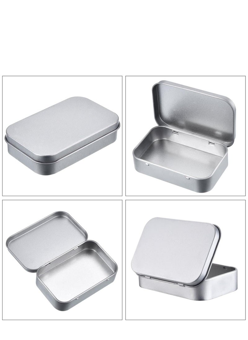 6 Pack Metal Tins Container Rectangular 3.75 x 2.45 x 0.8 Inch Mini Tin Box Small Storage Kit Containers Portable Hinged Tins Box for Storage Earphone Charging Cables Cards Home Organizer