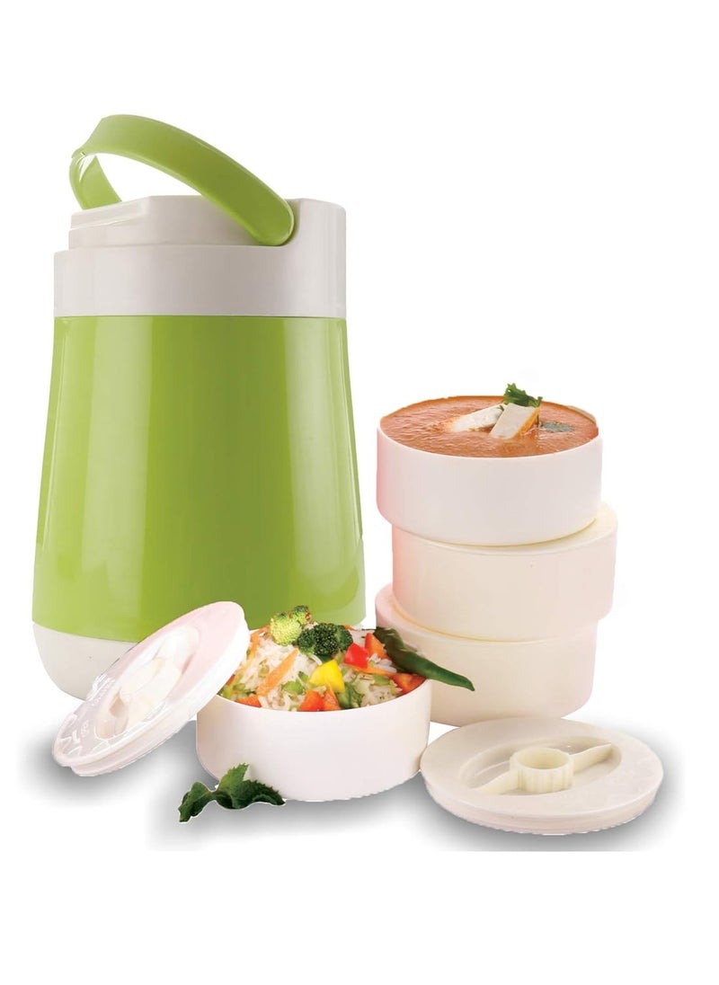 Oliveware jumbo lunch box, four containers with 300ml each, insulated body and leak proof, BPA free