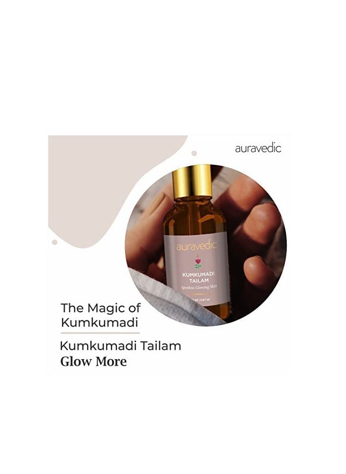 Auravedic Kumkumadi Tailam, Kumkumadi Face Oil for Glowing Skin, Kumkumadi Gold Glow Face Oil, Kumkumadi Oil for Radiant & Youthful Skin and Rejuvenation