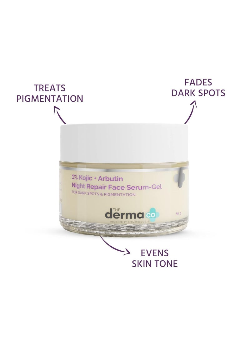 The derma Co 1% kojic + Arbutin Night Repair Face Serum-Gel for Dark Spots & Pigmentation - 50g