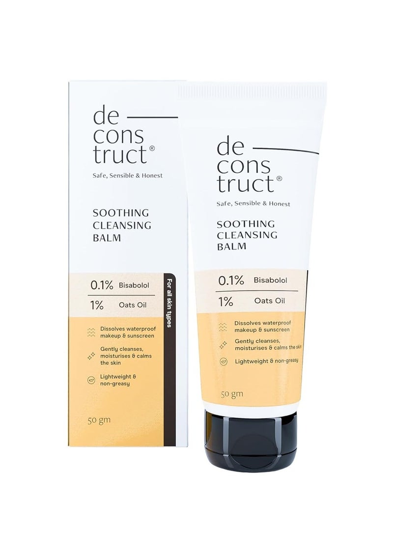 Deconstruct Soothing Makeup Cleansing Balm|Contains 0.1% Bisabolol&1% Oats Oil|Gentle Makeup Remover|For Normal,Dry,Combination Skin|Removes Excess Oil&Dirt,Detoxifies&Clear Pores|For Men&Women|50G