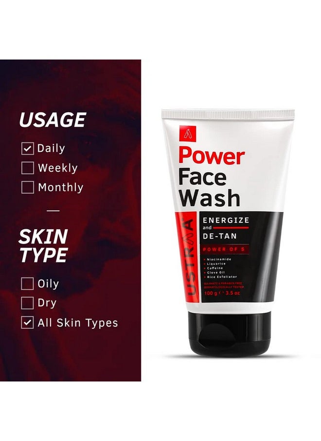 Power Face Wash -100G - Energize & De-Tan | For Effective Tan Removal | Helps Brighten Skin & 20% Vitamin C Face Serum - 30Ml | 20% Vitamin C In Pure Form | Anti-Aging, Brightening