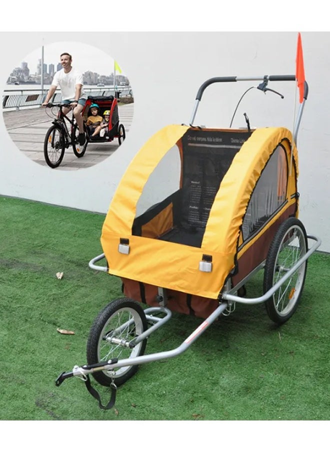 3 Wheels Outdoor Parent Child Bicycle Trailer with Rear Hook, Detachable Hiking Cart, Stroller for Kids, 16-20 Inch Wheels