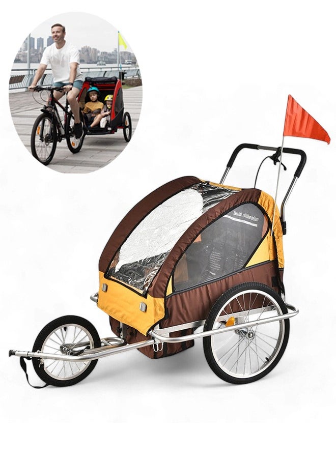 3 Wheels Outdoor Parent Child Bicycle Trailer with Rear Hook, Detachable Hiking Cart, Stroller for Kids, 16-20 Inch Wheels