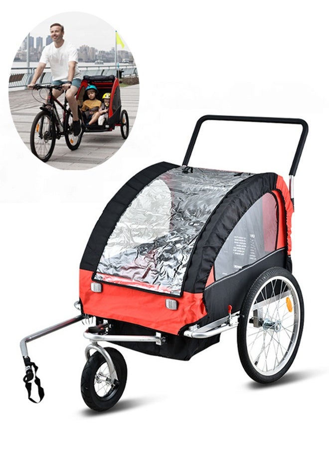 3 Wheels Outdoor Parent Child Bicycle Trailer with Rear Hook, Detachable Hiking Cart, Stroller for Kids, 16-20 Inch Wheels