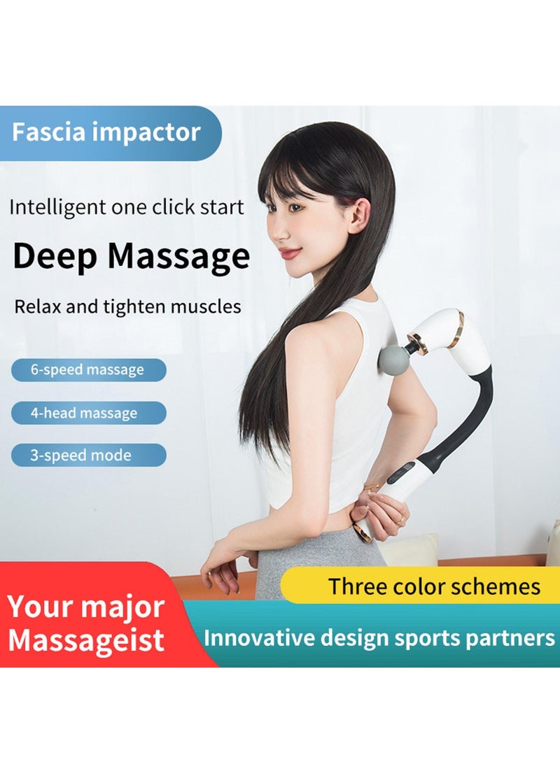 Massage Gun with Extended Handle Revolutionary U-shaped Back Massager for Pain Relief Deep Tissue Body Massager for Neck, Shoulders and Legs(White)